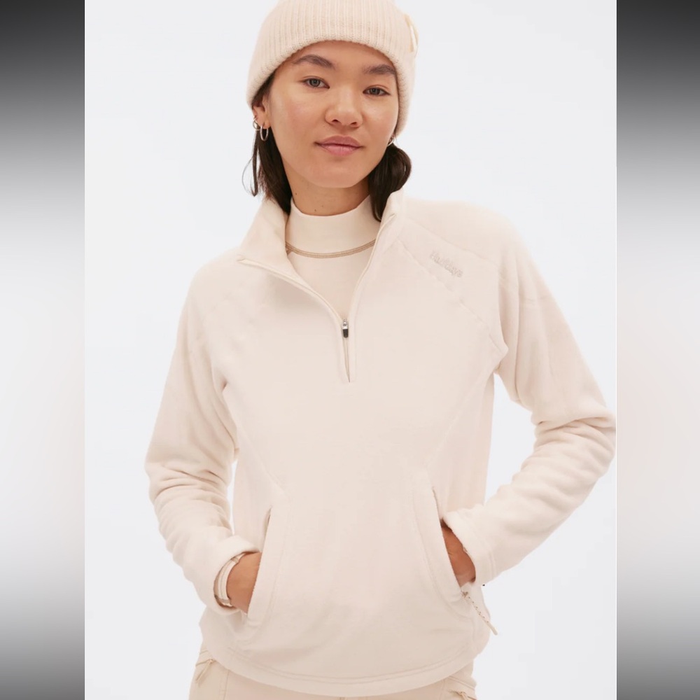 Cream Fleece Quarter-Zip Pullover